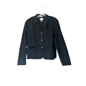 Talbots‎ Black Basic Textured Work Office Career Single Breasted Blazer Size 16